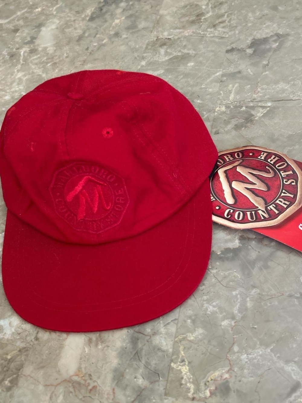 Vintage 1994 Marlboro Country Store Red Strapback Hat Cap w Tags
